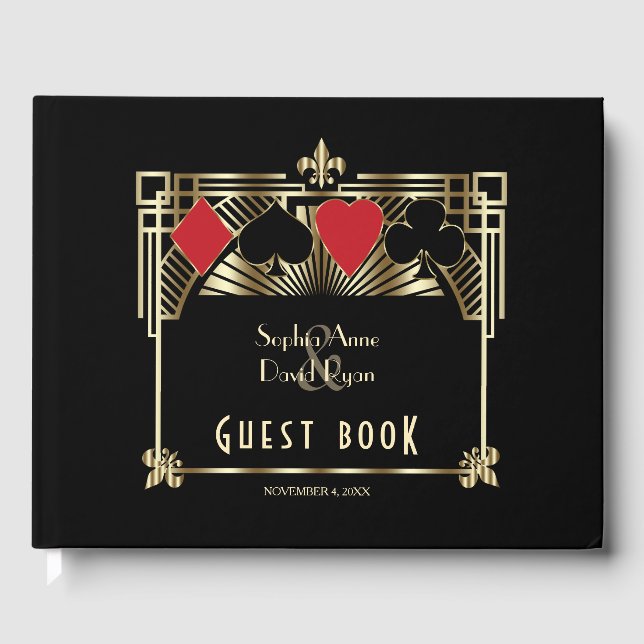 Livre D'or Mariage de luxe Gold Black Gatsby Roaring 20s (Recto)