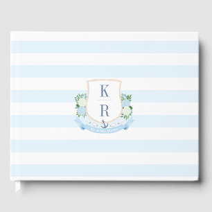 Livre D'or Mariage de monogramme côtier de l'aquarelle délica