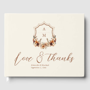 Livre D'or Mariage de monogramme Floral Western Crest