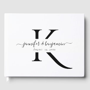 Livre D'or Mariage de monogramme minimaliste noir et blanc