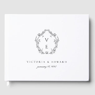 Livre D'or Mariage de monogramme noir vintage Crest