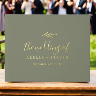 Livre D'or Mariage de monogramme pour huile d'or vert foncé p