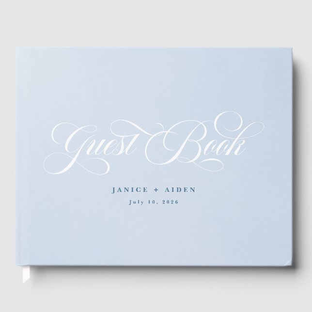 Livre D'or Mariage de nuage d'aquarelle bleu enchantant (Recto)