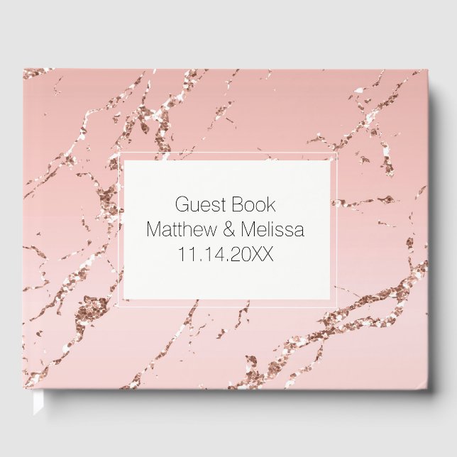 Livre D'or Mariage de Parties scintillant de verre rose (Recto)