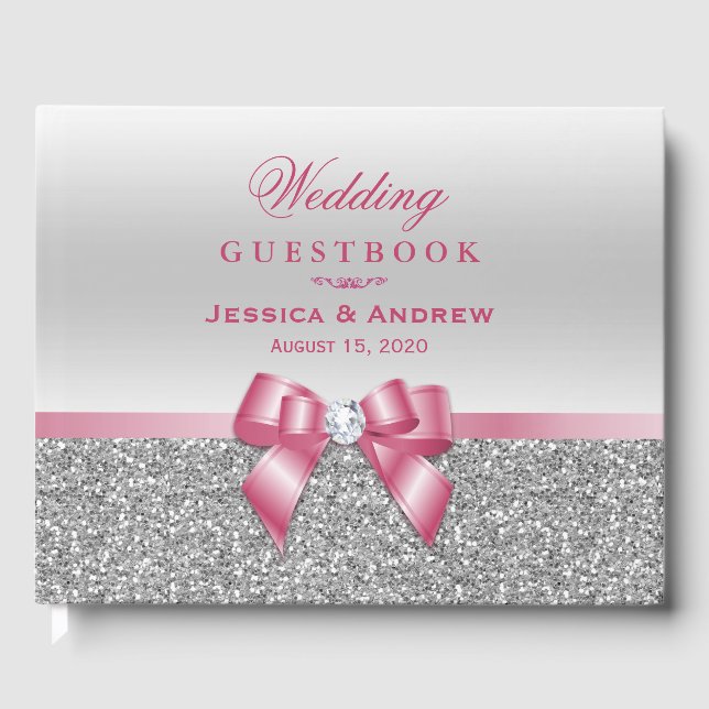 Livre D'or Mariage de Parties scintillant romantique rose et  (Recto)