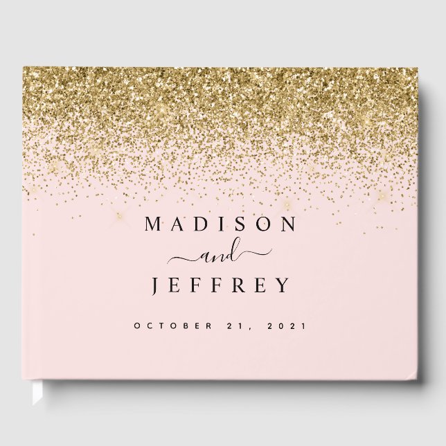 Livre D'or Mariage de Parties scintillant rose et or (Recto)