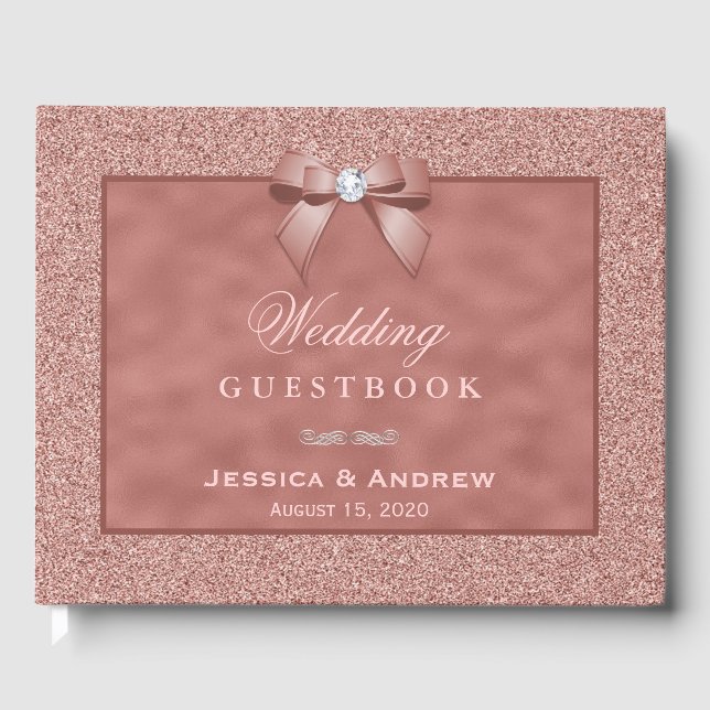 Livre D'or Mariage de Parties scintillant rose Gold et élégan (Recto)