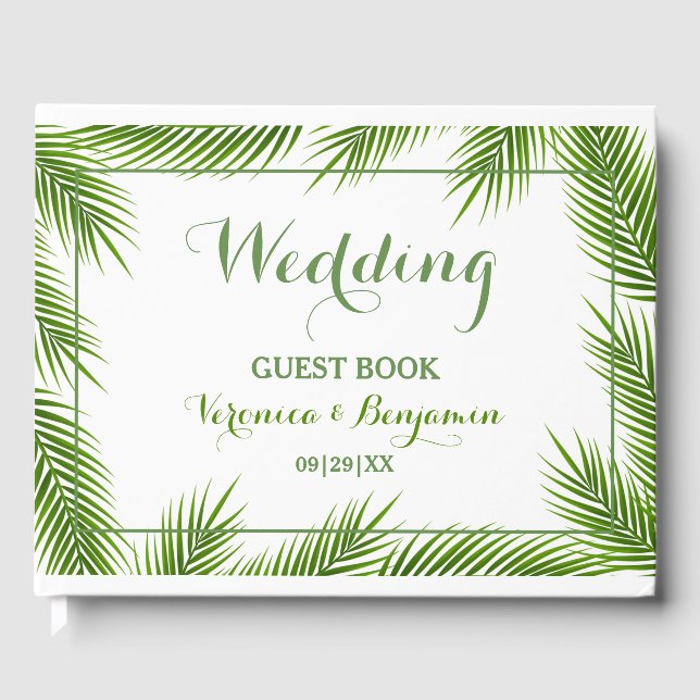 Livre D'or Mariage de plage Feuille de palme tropical (Recto)