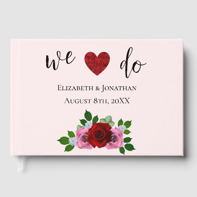 Livre D'or Mariage de roses rouges et roses (Recto)