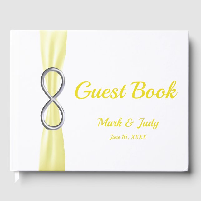 Livre d'or Mariage de ruban jaune Silver Infinity (Recto)