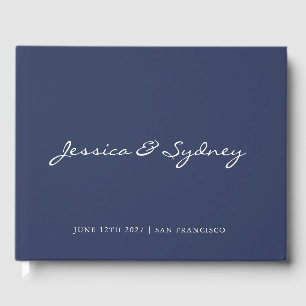 Livre D'or Mariage de script bleu marine minimaliste personna