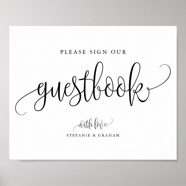 Livre d'or Mariage de script de calligraphie noire (Devant)
