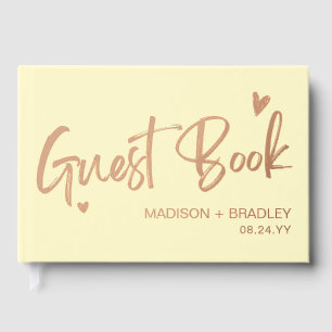 Livre D'or Mariage de script de calligraphie or Rose Real Foi
