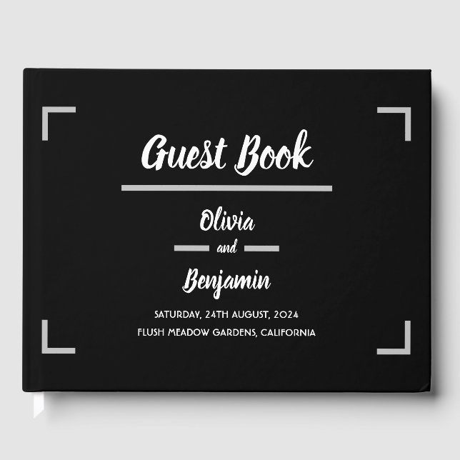 Livre D'or Mariage de script manuscrit noir simple (Recto)