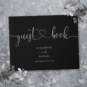 Livre D'or Mariage de script noir et blanc