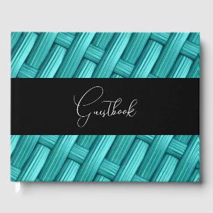 Livre D'or Mariage de texture turquoise Retro tissé Panier