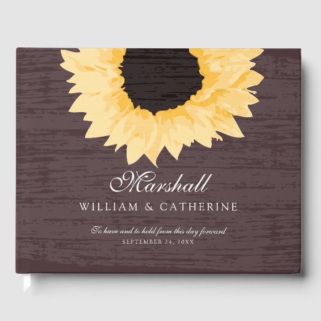 Livre D'or Mariage de tournesol jaune rustique (Recto)