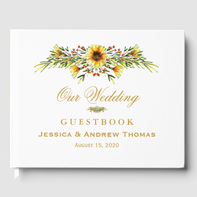 Livre D'or Mariage décoratif Fleurs d'été (Recto)