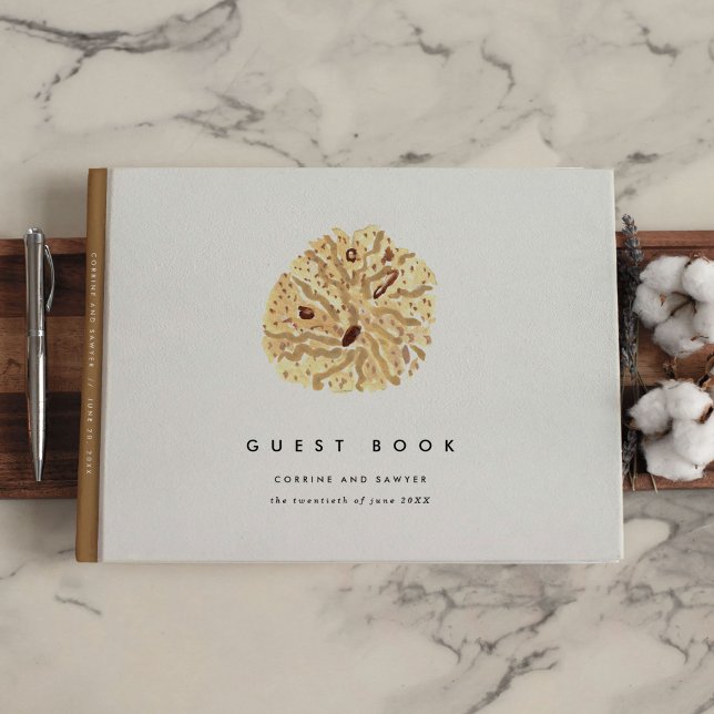 Livre D'or Mariage des coquillages d'aquarelle tropicale (Tropical Watercolor Seashells Wedding Guest Book)