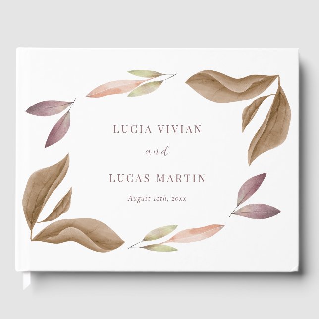 Livre D'or Mariage des feuilles de chute d'aquarelle (Recto)