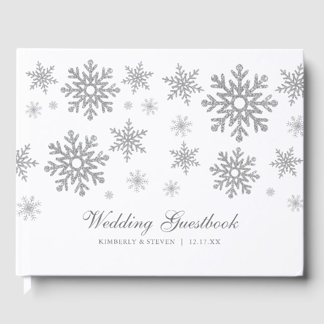 Livre D'or Mariage des flocons d'argent d'hiver (Recto)