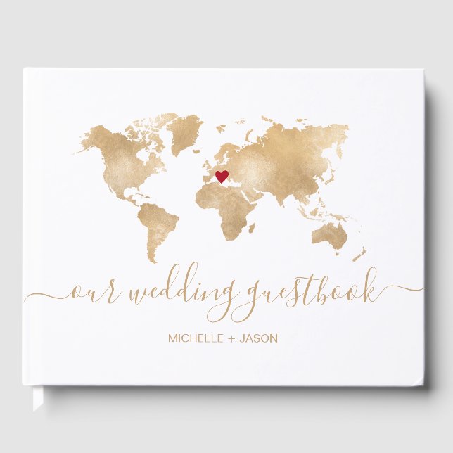 Livre D'or Mariage Destination Passport World Map Merci (Recto)