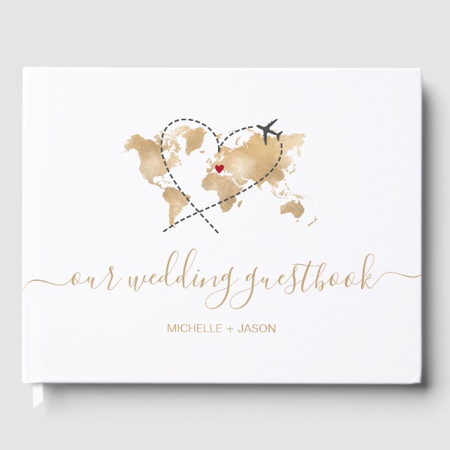 Livre D'or Mariage Destination Passport World Map Merci (Recto)