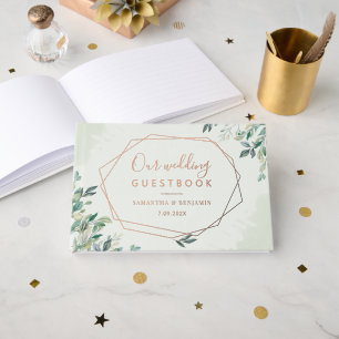 Livre D'or Mariage d'huile d'or Eucalyptus Rose géométrique