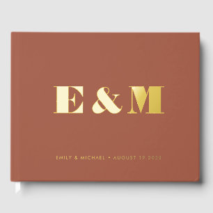 Livre D'or Mariage d'huile d'or Monogramme Terracotta