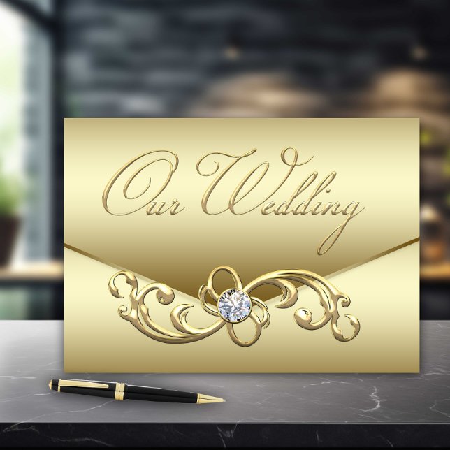 Livre d'or Mariage Diamond (Elegant gold wedding guest book.)