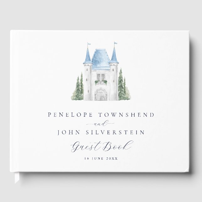 Livre D'or Mariage d'illustration du château d'aquarelle roma (Recto)