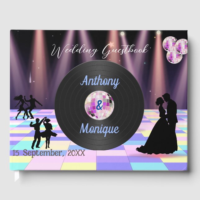 Livre D'or Mariage Disco personnalisable (Recto)