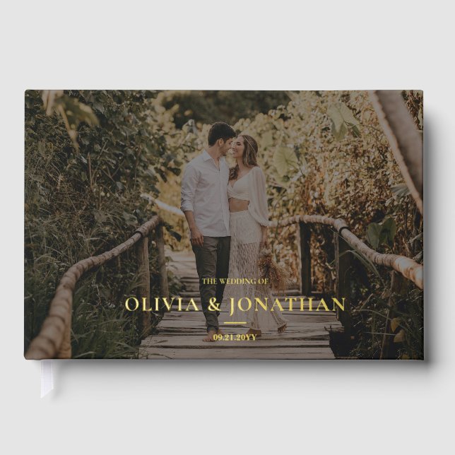 Livre D'or Mariage d'or Black Foil Photo sur mesure (Recto)