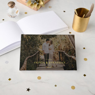 Livre D'or Mariage d'or Black Foil Photo sur mesure