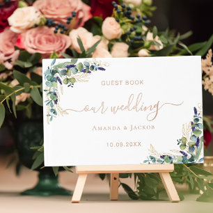 Livre D'or Mariage d'or rose Eucalyptus