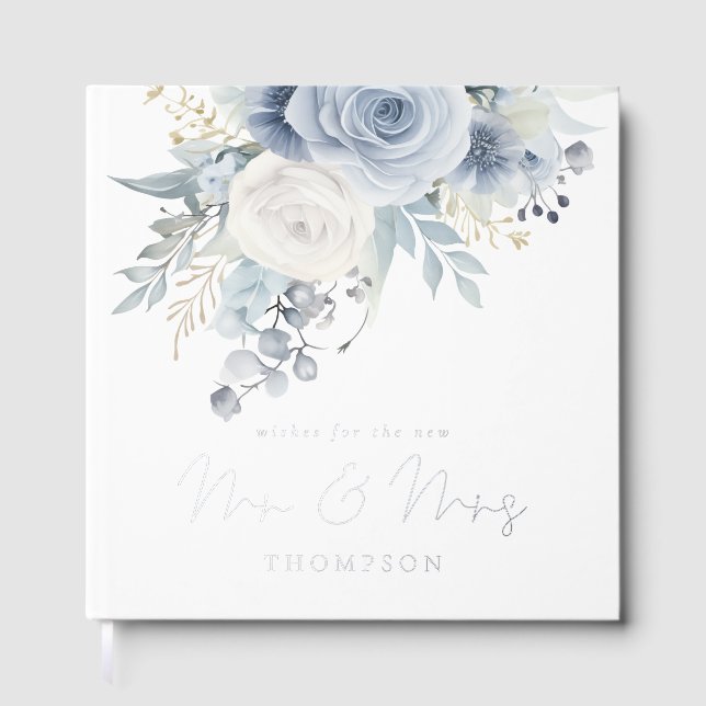 Livre D'or Mariage Dusty Blue Florals (Recto)