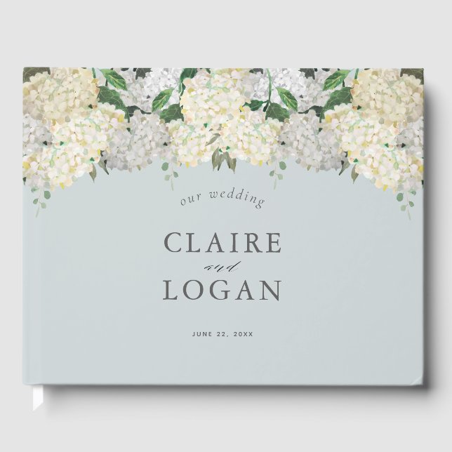 Livre D'or Mariage Dusty Blue Hydrangea (Recto)