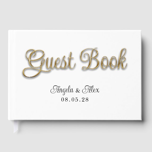 Livre D'or Mariage écriture bouclée Faux Métallic Or (Recto)