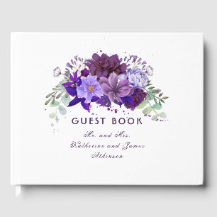Livre D'or Mariage élégant à la prune et violet violet