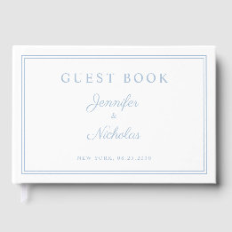 Livre D'or Mariage élégant à l'écriture bleue poudrée