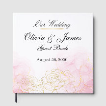 Mariage Élégant Aquarelle Florale Rose Pâle et Or