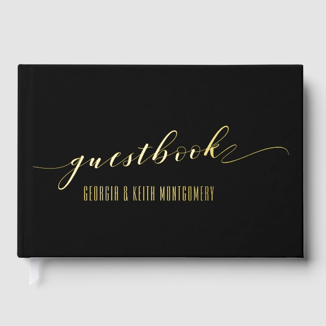 Livre D'or Mariage élégant Black & Gold (Recto)