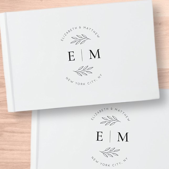 Livre D'or Mariage Élégant Chic Moderne Simple Chic Monogramm (Créateur téléchargé)