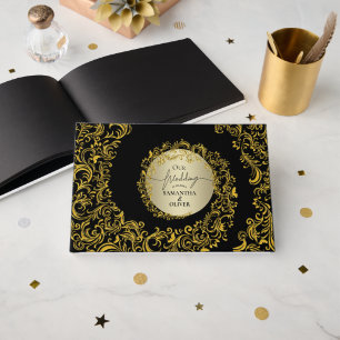 Livre D'or Mariage élégant damassé or