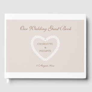 Livre D'or Mariage Élégant en Forme de Cœur Rose Blanc Or Bus