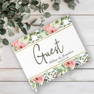 Livre D'or Mariage élégant et floral épais