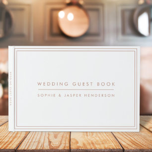 Livre D'or Mariage Elegant Faux Rose Gold et White Minimal