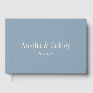 Livre D'or Mariage élégant minimaliste bleu poussiéreux perso