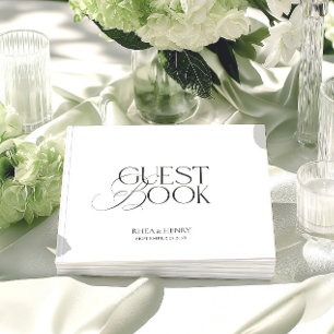Livre D'or Mariage Élégant Minimaliste Noir & Blanc