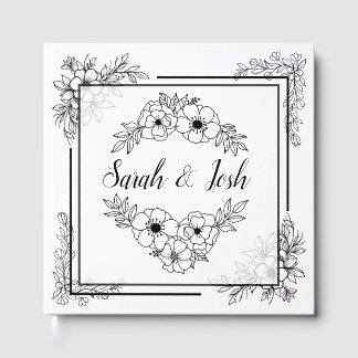 Livre D'or Mariage Élégant Noir et Blanc